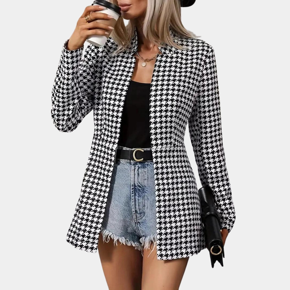 Arina Women's Blazer | Houndstooth Pattern, Versatile Office Wear 0