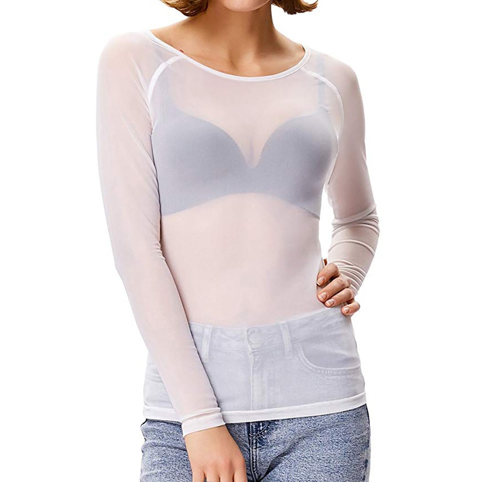 Avencea Women's Mesh Top | Comfortable Polyester, Stylish Long Sleeve 3