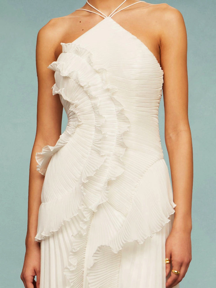 Avery Women's Asymmetric Pleated Maxi Dress | Lightweight Polyester, Elegant One-Shoulder Design 8