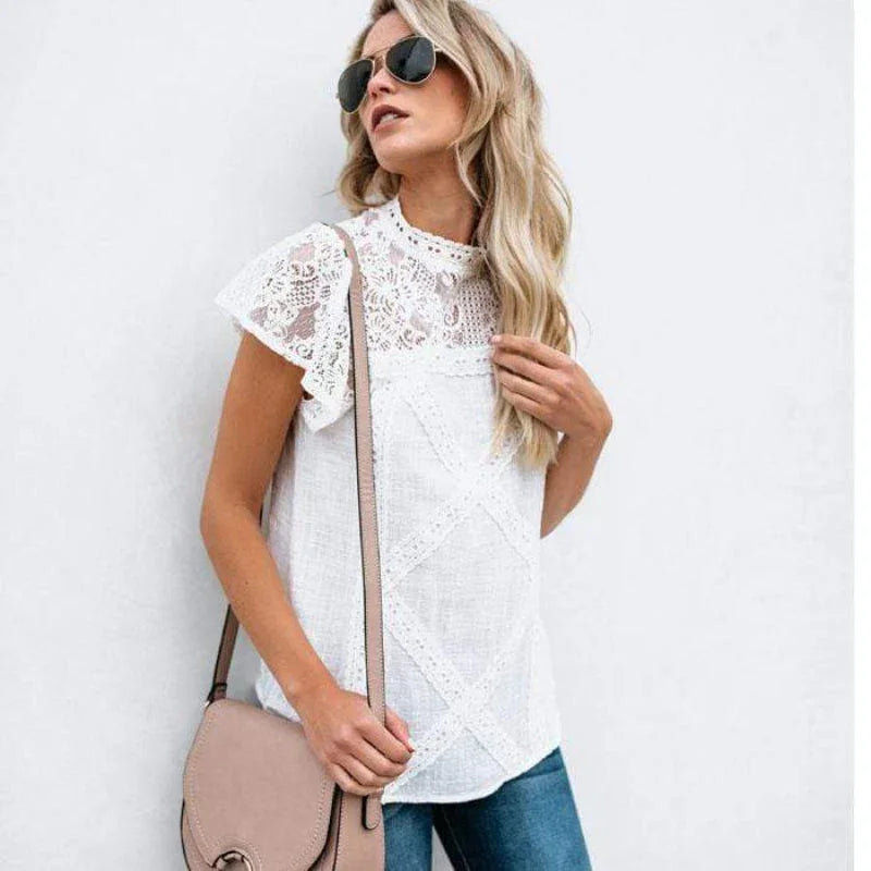 Bella Women's Blouse | Bohemian Lace Puff Sleeve Top for Summer 0