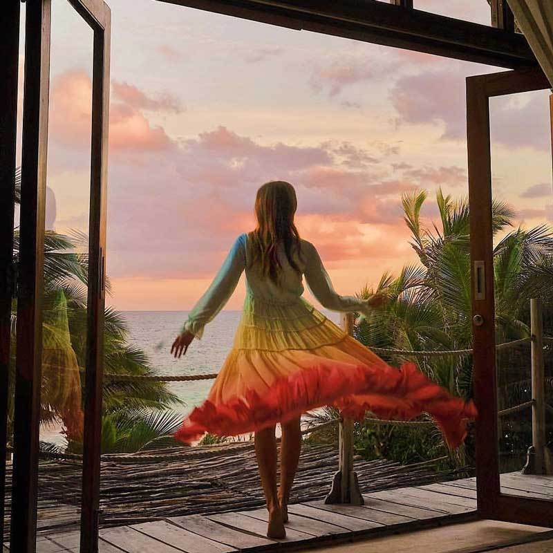 Bella Women's Maxi Dress | Lightweight Tiered Rainbow Design 1