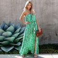 Breezy Green Maxi Dress | Boho Style, Strapless 0