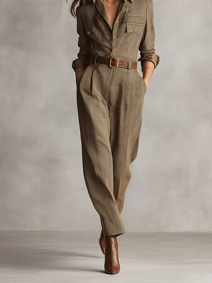Brianna Women's Jumpsuit | Tweed Texture, Tailored Fit 2