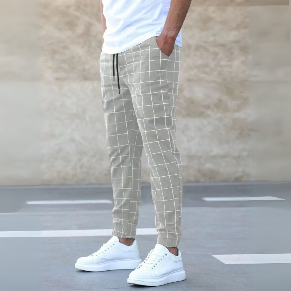 Crisp Men's Joggers | Soft Cotton Blend, Tapered Fit, Checkered Design 4
