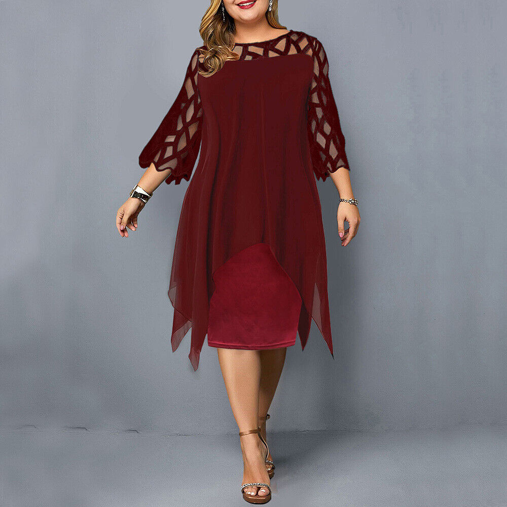 Ivy Plus Size Midi Dress | Lace Sleeves, Elegant 2