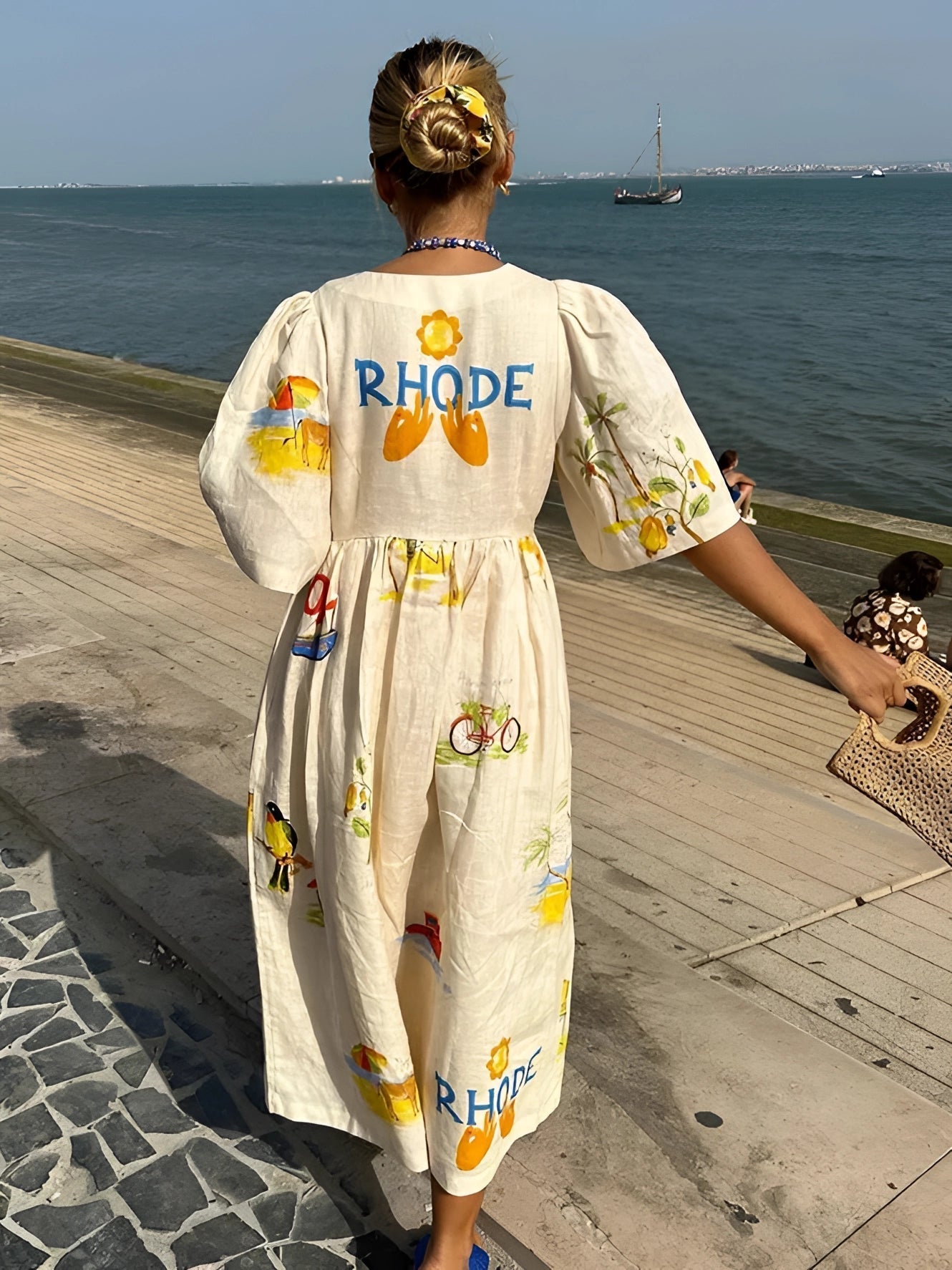 Rhea Women's Maxi Dress | Cotton, Chic Fruit Pattern for Summer 0