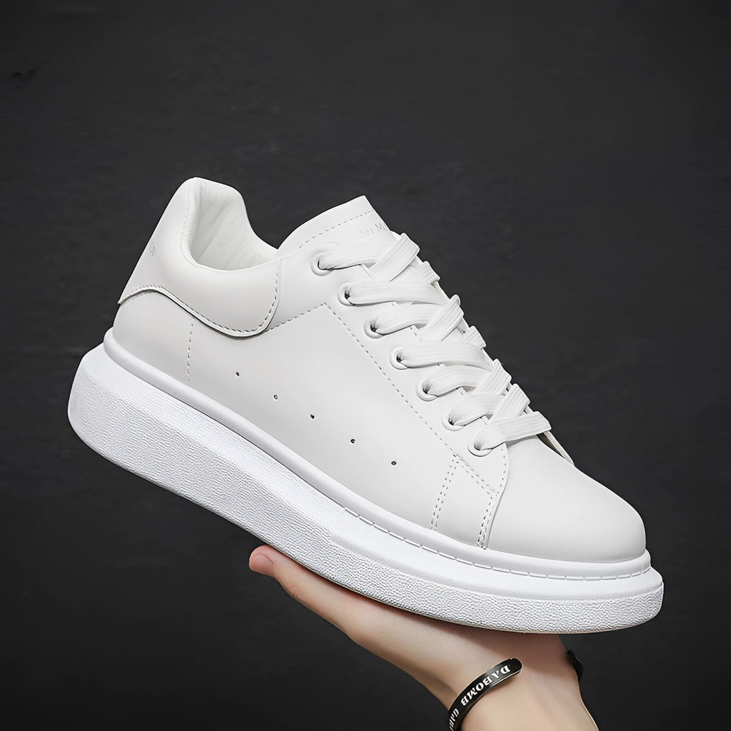 Walt Unisex Low-Top Sneakers | White Leather, Minimalist Design 1