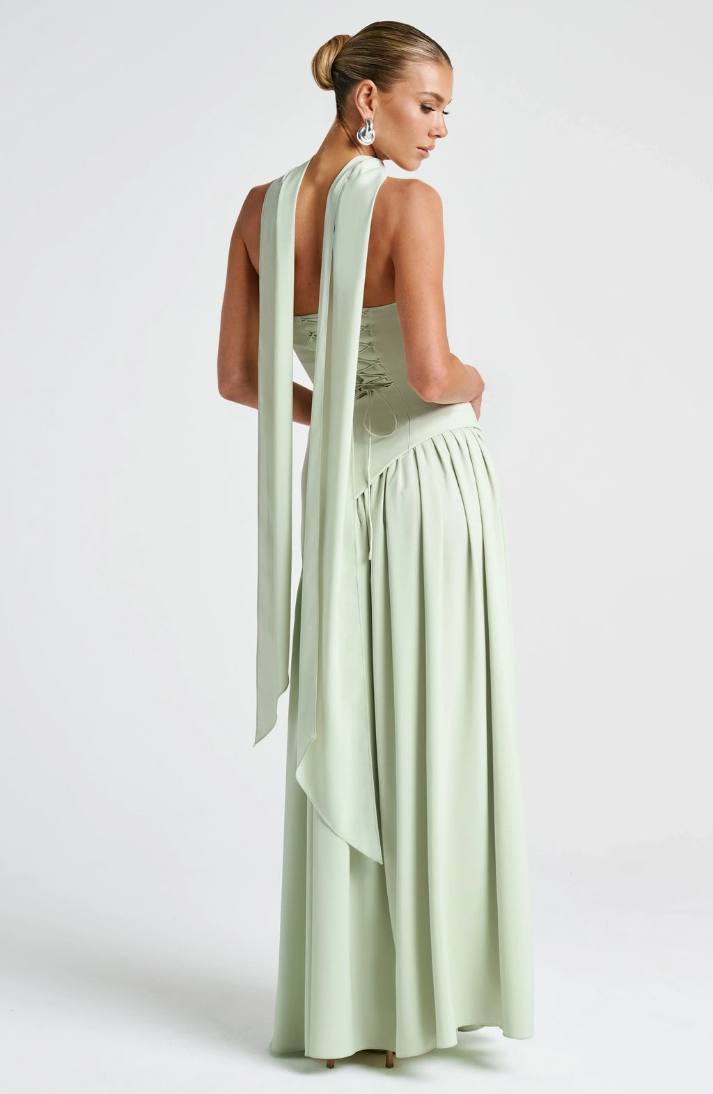 Women's Strapless Maxi Dress with High Slit and Asymmetric Waist