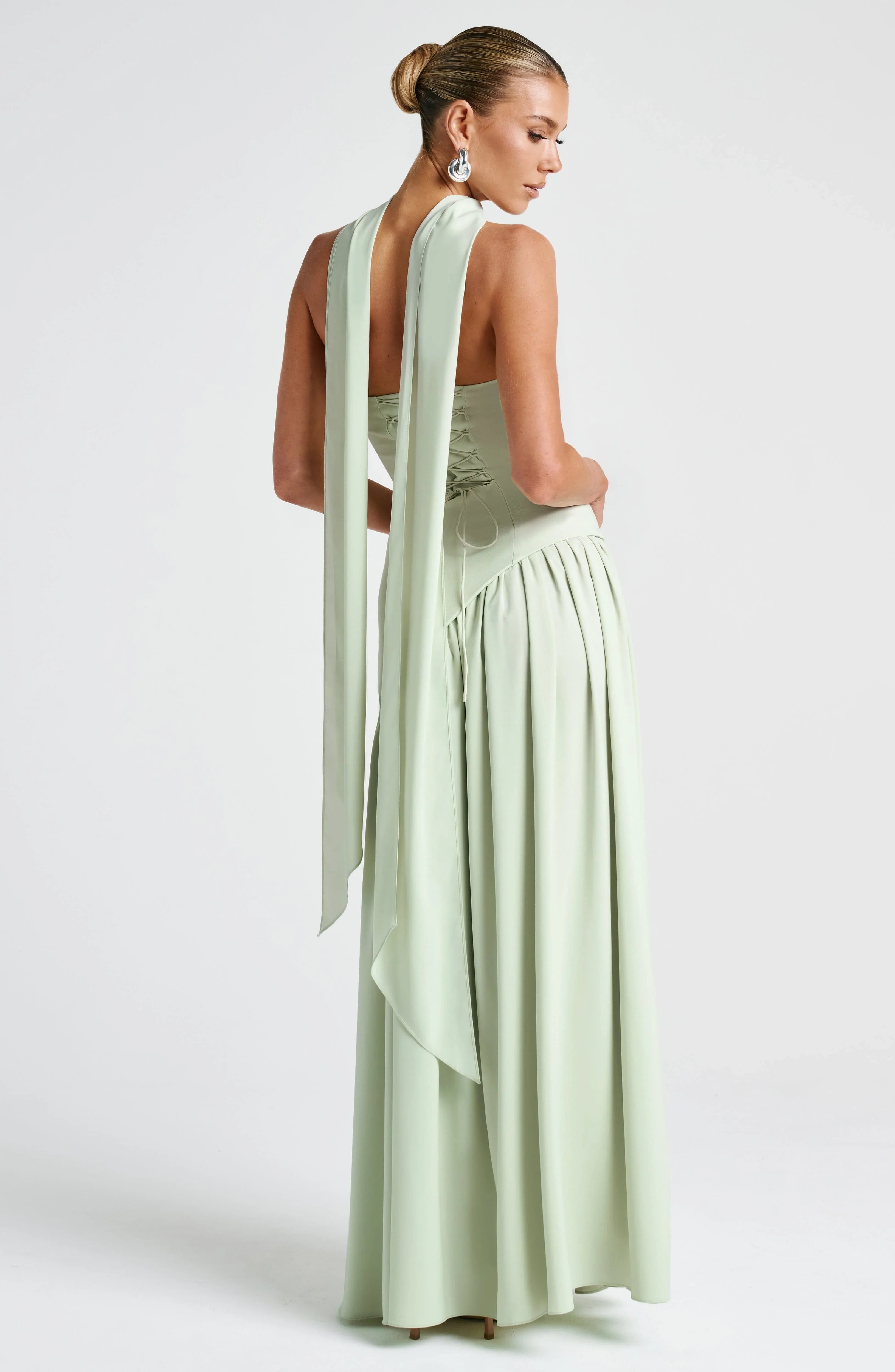 Women's Strapless Maxi Dress with High Slit and Asymmetric Waist